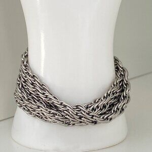 SteelX Stainless Steel Multi-Strand Silver Chain Bracelet With Secure Clasp 7.5i